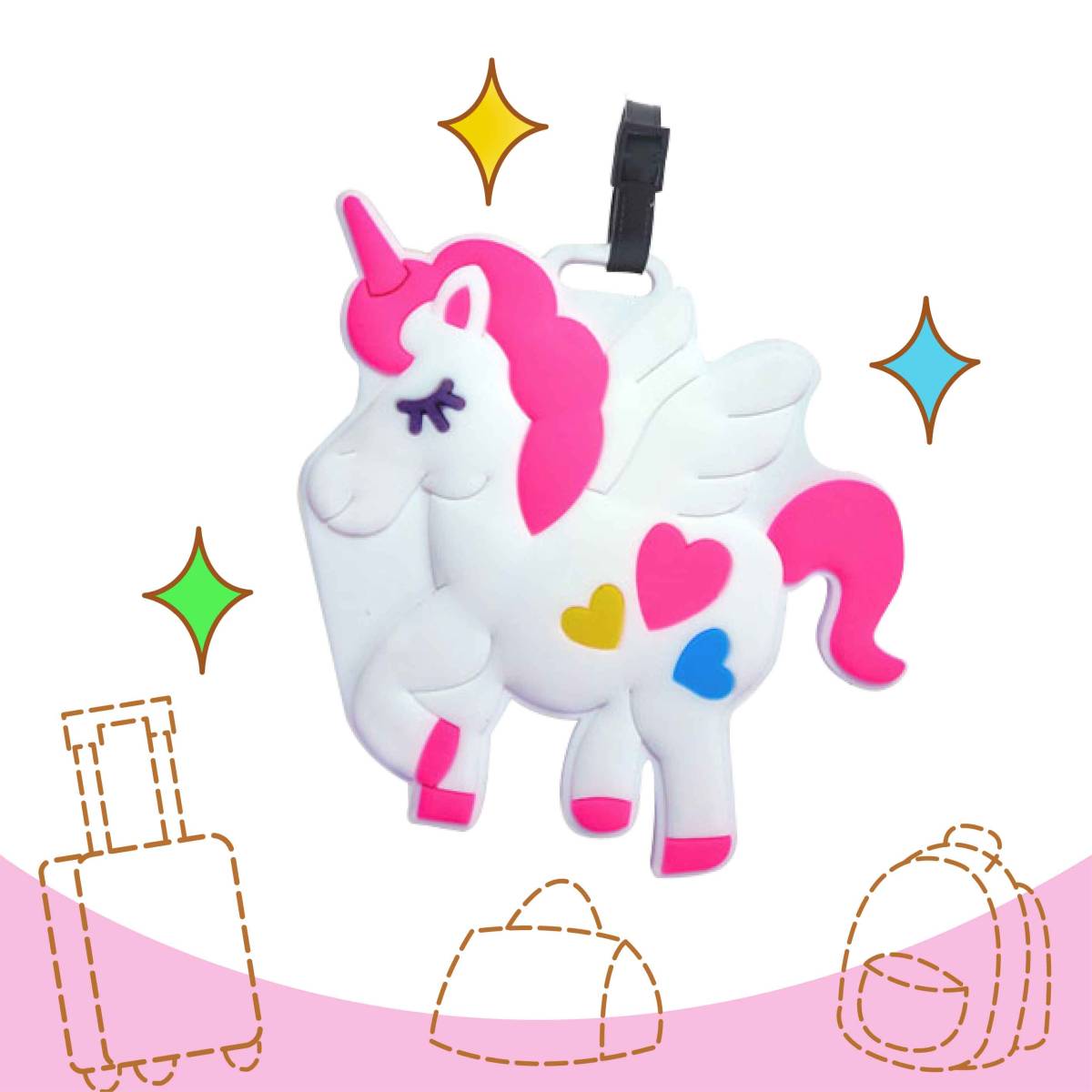 Bag Tag - Unicorn - Pink Hair