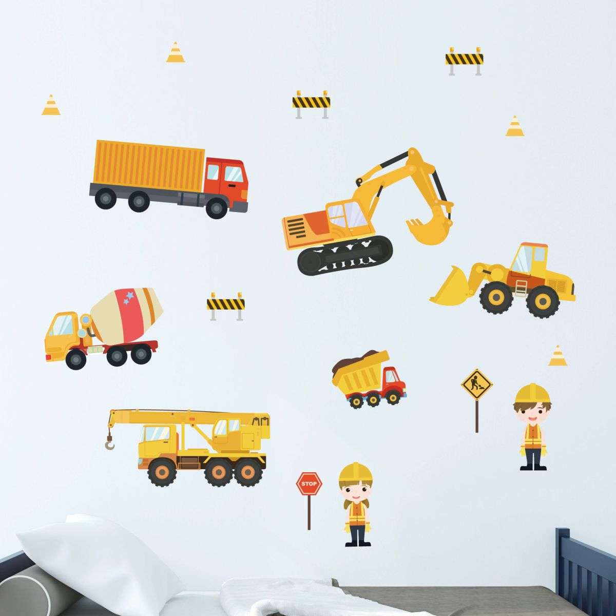 Construction Trucks Wall Stickers