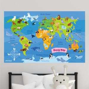 Animal World Map Wall Stickers / Wallpaper / Murals
