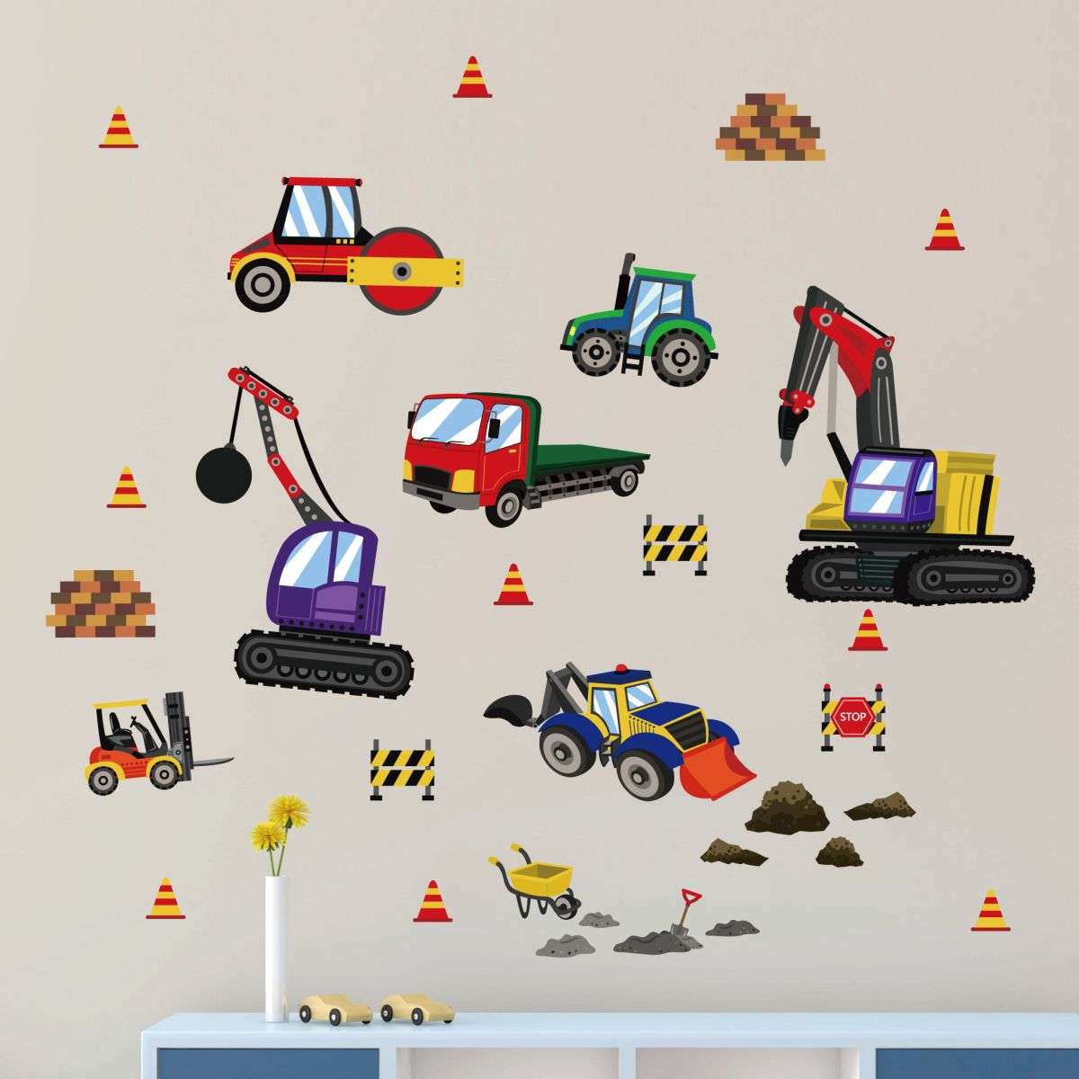 Construction Trucks v2 Wall Stickers