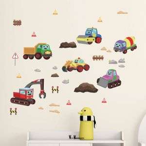 Construction Trucks v3 Wall Stickers - Kids Collection